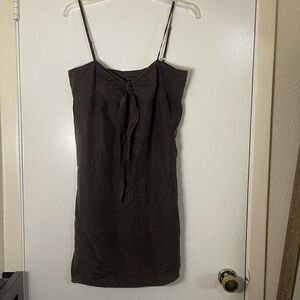 THEORY brown Selby slip bow mini silk dress size US 8